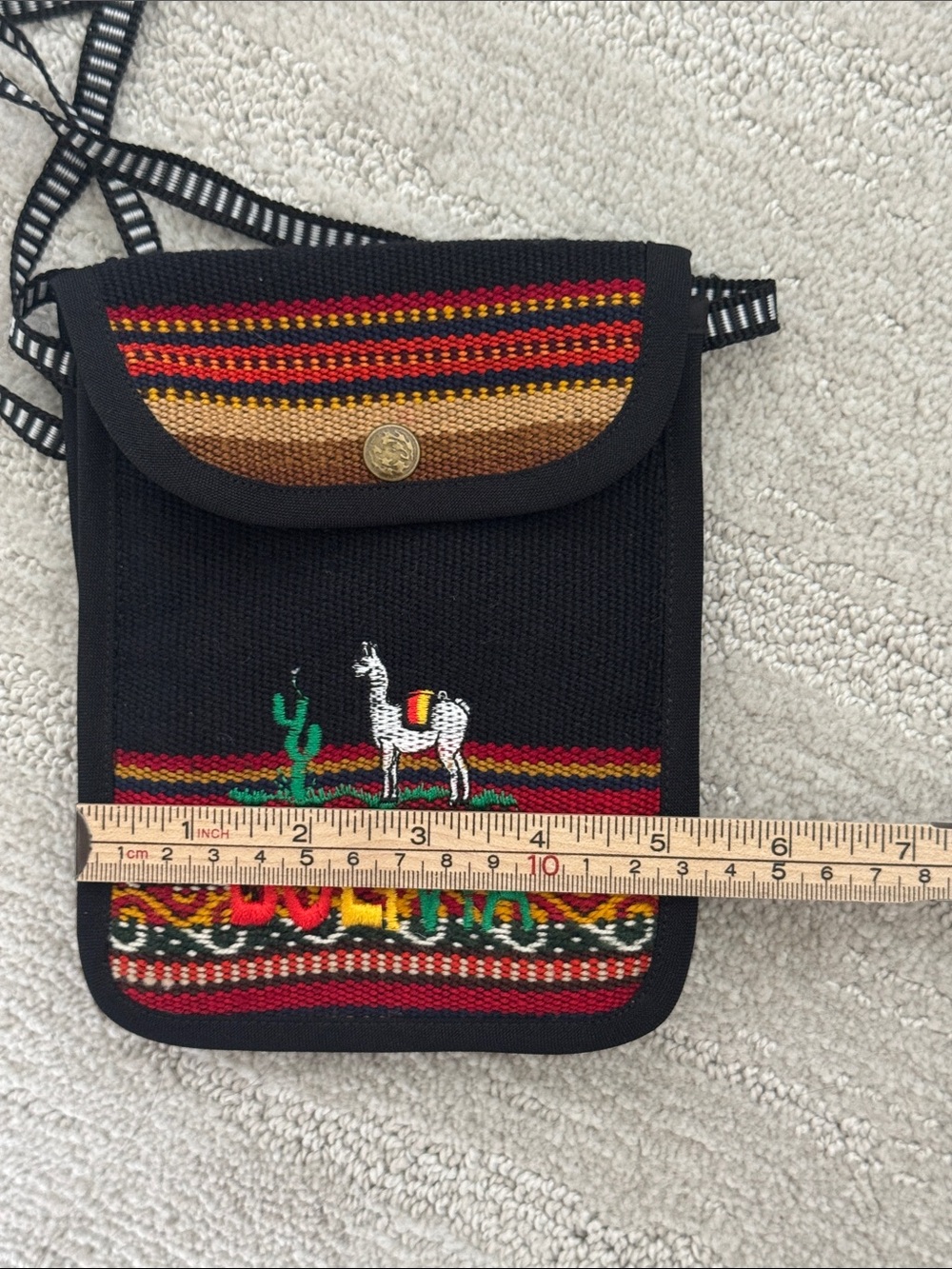 Vintage Bolivia Woven Crossbody Purse Southwestern Llama Embroidered Festival - Picture 6 of 9